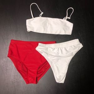 Red and white high waisted ❤️bikini swimwear